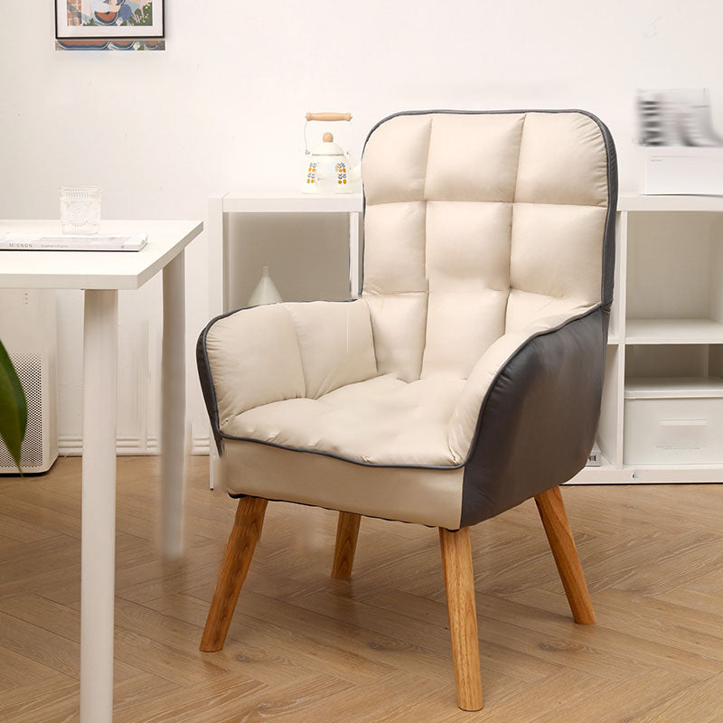 Modern Style Office Chair High Back Upholstered Task Chair with Wooden Base