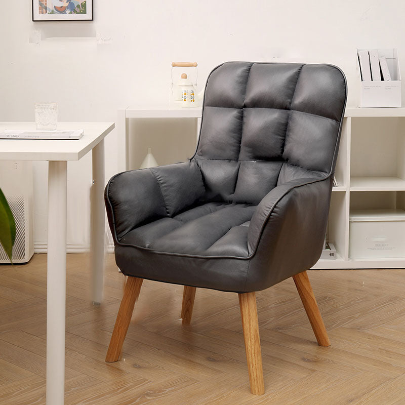 Modern Style Office Chair High Back Upholstered Task Chair with Wooden Base