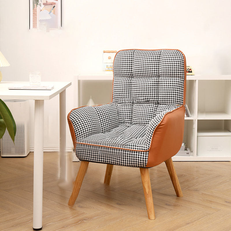 Modern Style Office Chair High Back Upholstered Task Chair with Wooden Base