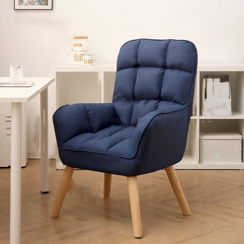 Modern Style Office Chair High Back Upholstered Task Chair with Wooden Base