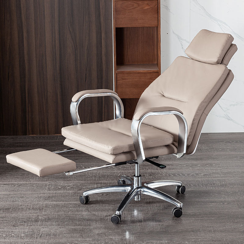 Modern Style Executive Chair Leather Upholstered Office Chair with Fixed Arms