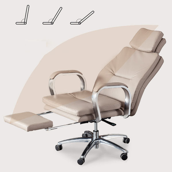 Modern Style Executive Chair Leather Upholstered Office Chair with Fixed Arms