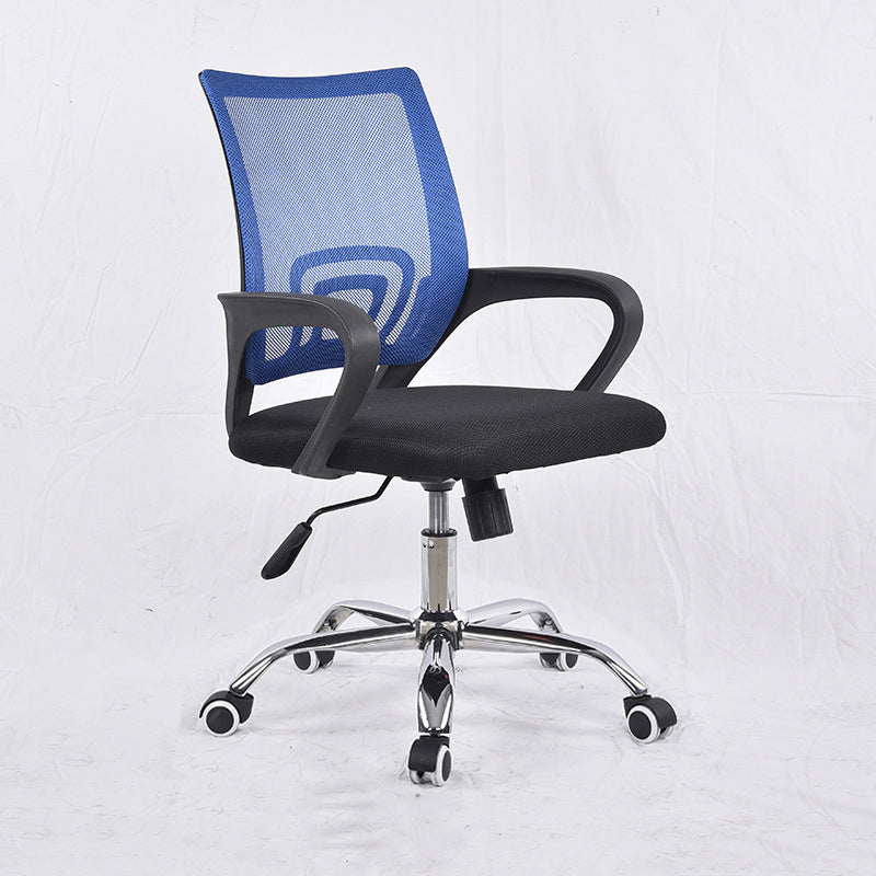 Middle Back Office Chair with Mesh and Sponge Cushion Fixed Arm Chair