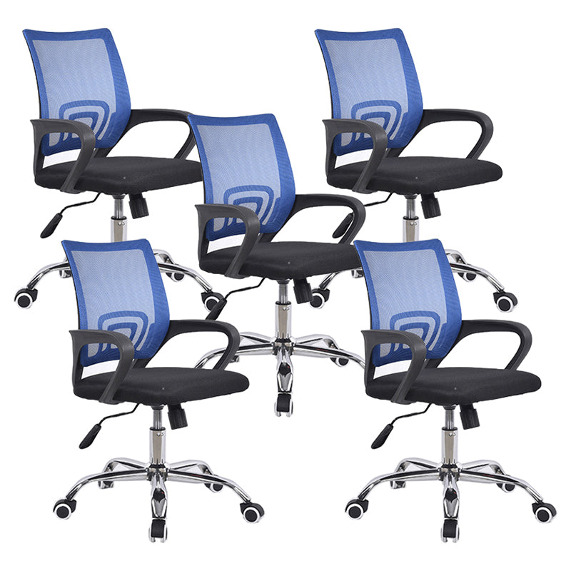 Middle Back Office Chair with Mesh and Sponge Cushion Fixed Arm Chair