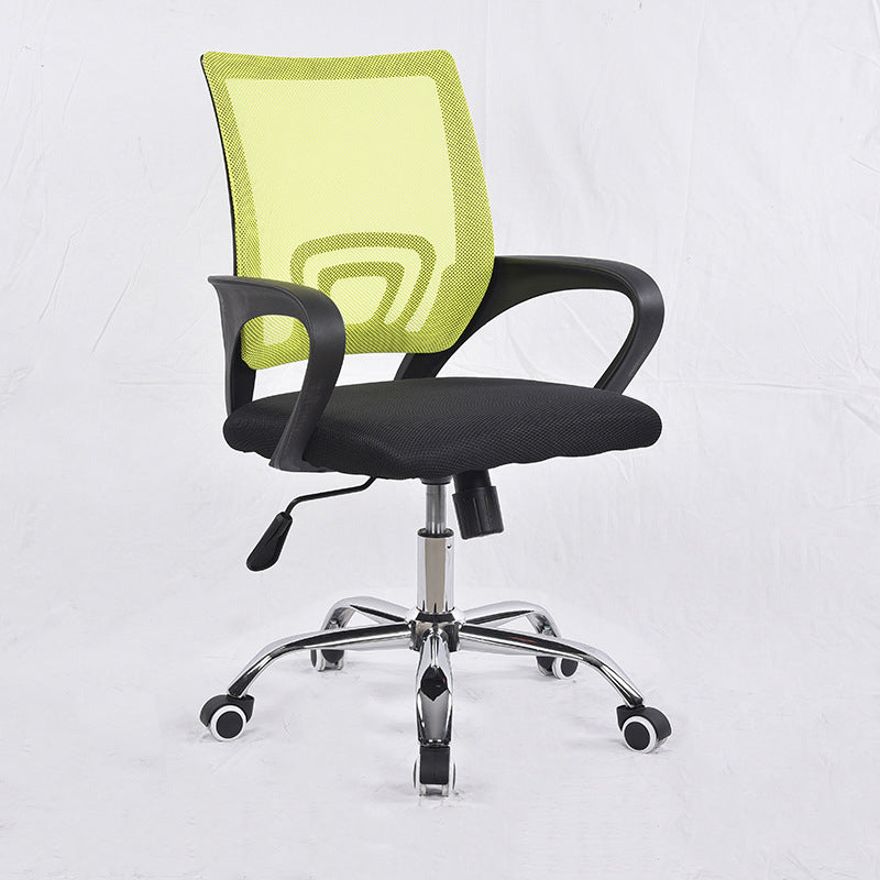 Middle Back Office Chair with Mesh and Sponge Cushion Fixed Arm Chair