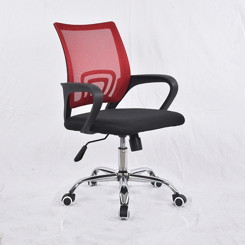 Middle Back Office Chair with Mesh and Sponge Cushion Fixed Arm Chair