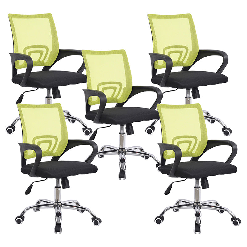 Middle Back Office Chair with Mesh and Sponge Cushion Fixed Arm Chair