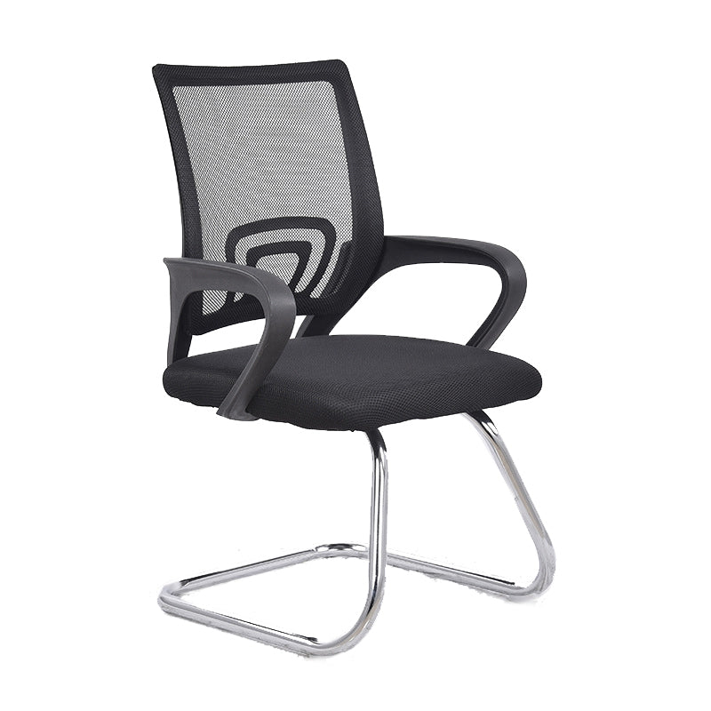 Middle Back Office Chair with Mesh and Sponge Cushion Fixed Arm Chair