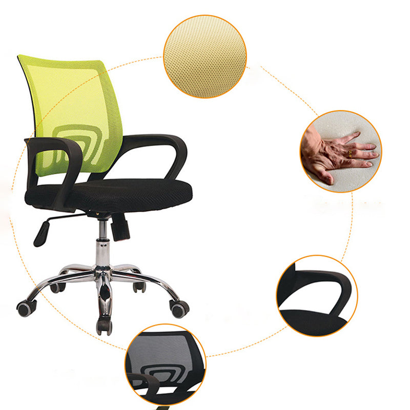 Middle Back Office Chair with Mesh and Sponge Cushion Fixed Arm Chair