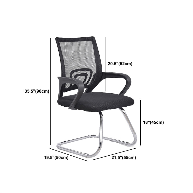 Middle Back Office Chair with Mesh and Sponge Cushion Fixed Arm Chair