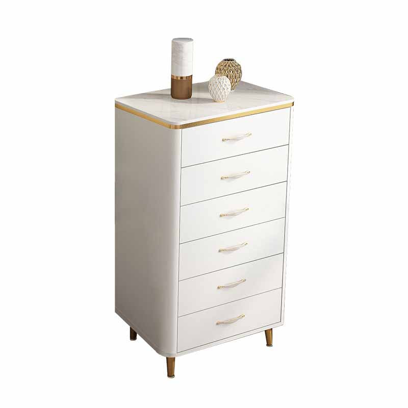 Classic Glam Stone Top Dresser White Storage Chest with Drawer for Bedroom