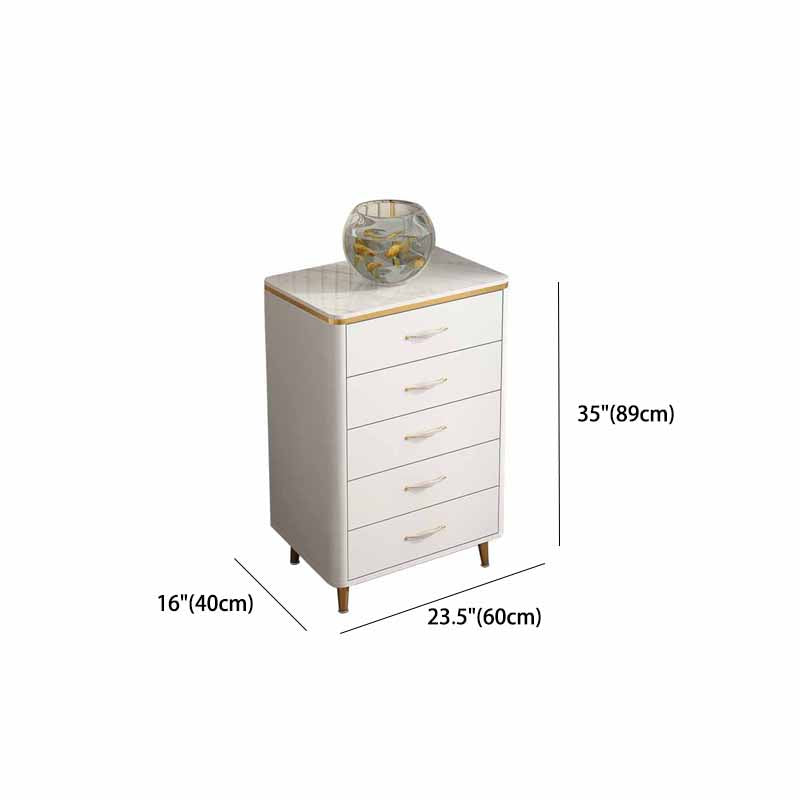 Classic Glam Stone Top Dresser White Storage Chest with Drawer for Bedroom