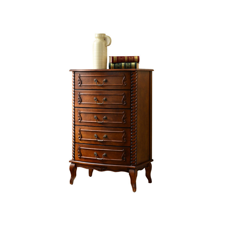 American Traditional Wood Lingerie Chest Brown Bedroom Vertical Dresser