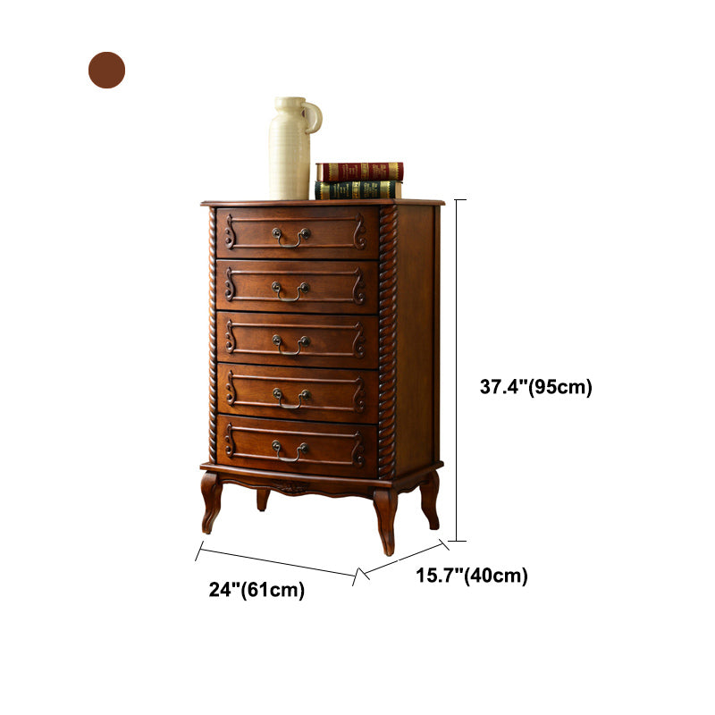 American Traditional Wood Lingerie Chest Brown Bedroom Vertical Dresser