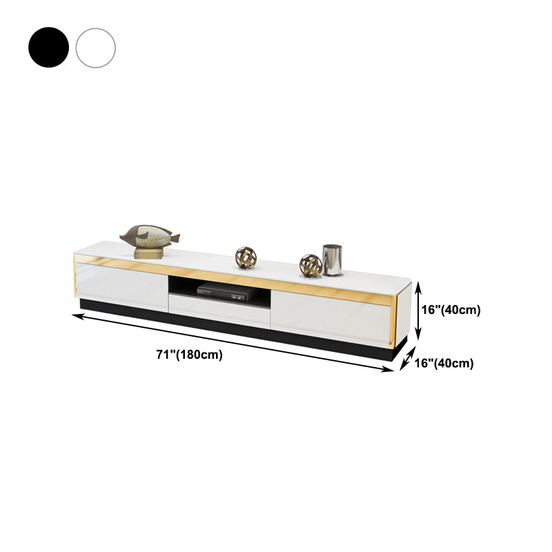 Glam TV Media Stand with Drawers and Wood Glass TV Media Console