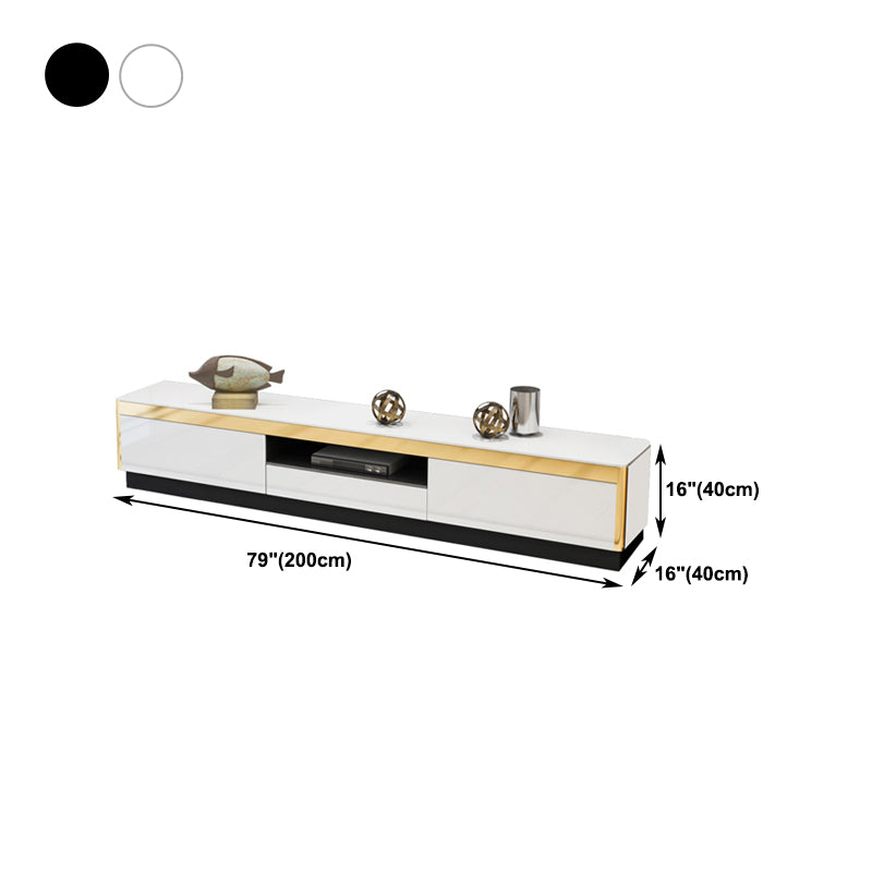 Glam TV Media Stand with Drawers and Wood Glass TV Media Console