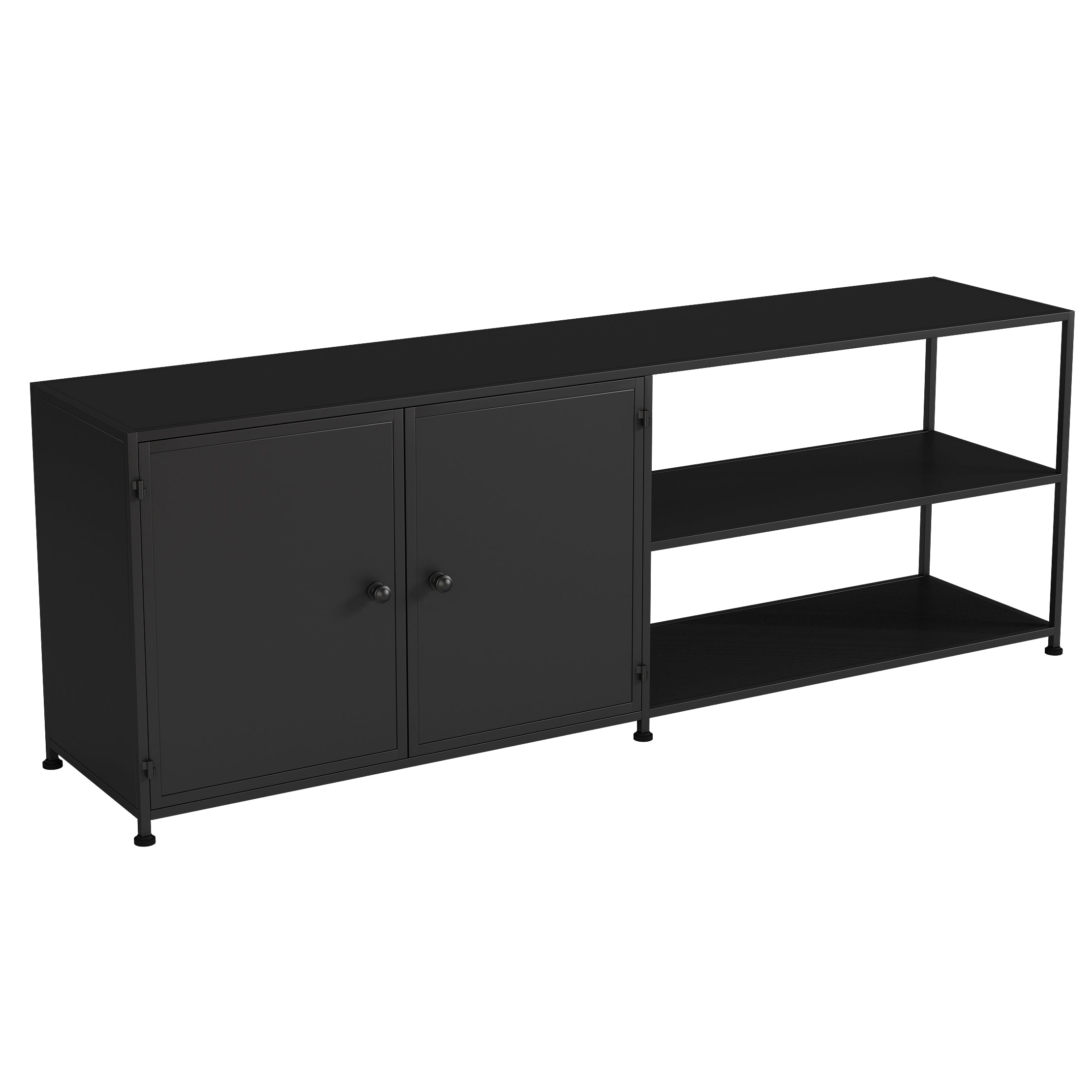 19.69"H TV Stand Industrial Style Open Storage TV Console with 3-shelf