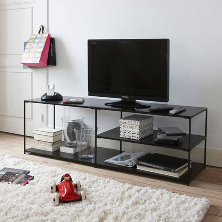 19.69"H TV Stand Industrial Style Open Storage TV Console with 3-shelf