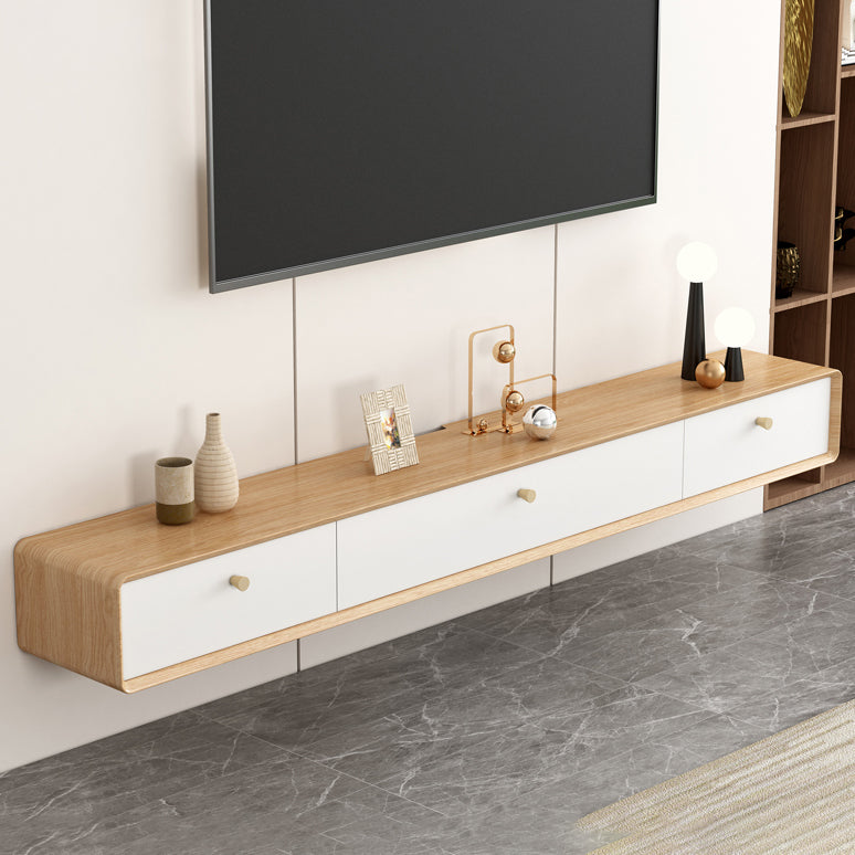 Contemporary Style Wall-mounted TV Stand Rubber Wood TV Cabinet