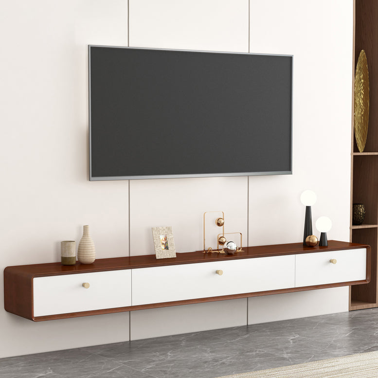 Contemporary Style Wall-mounted TV Stand Rubber Wood TV Cabinet