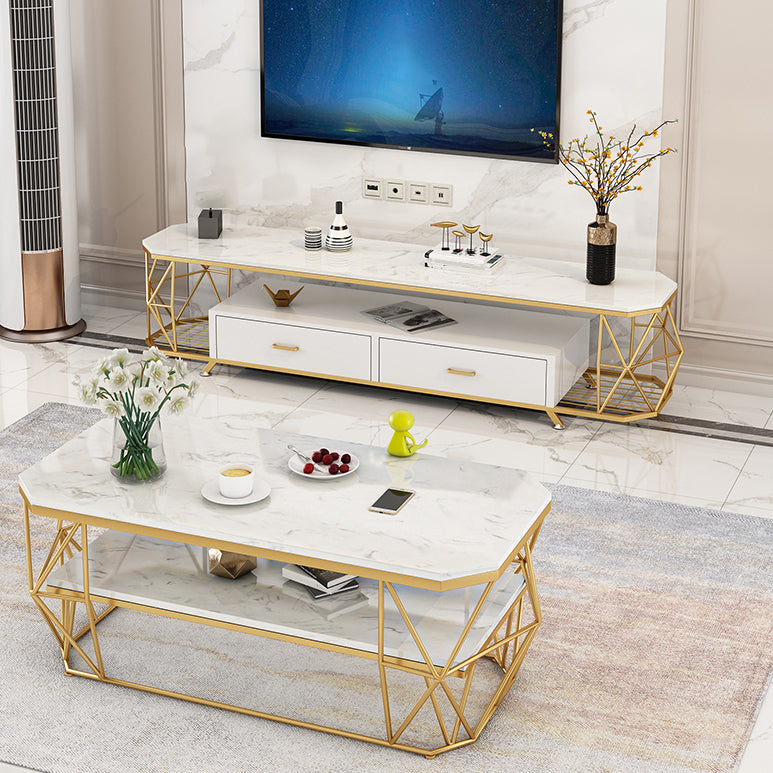 Living Room Open TV Storage Luxury TV Cabinet with Glide Drawers