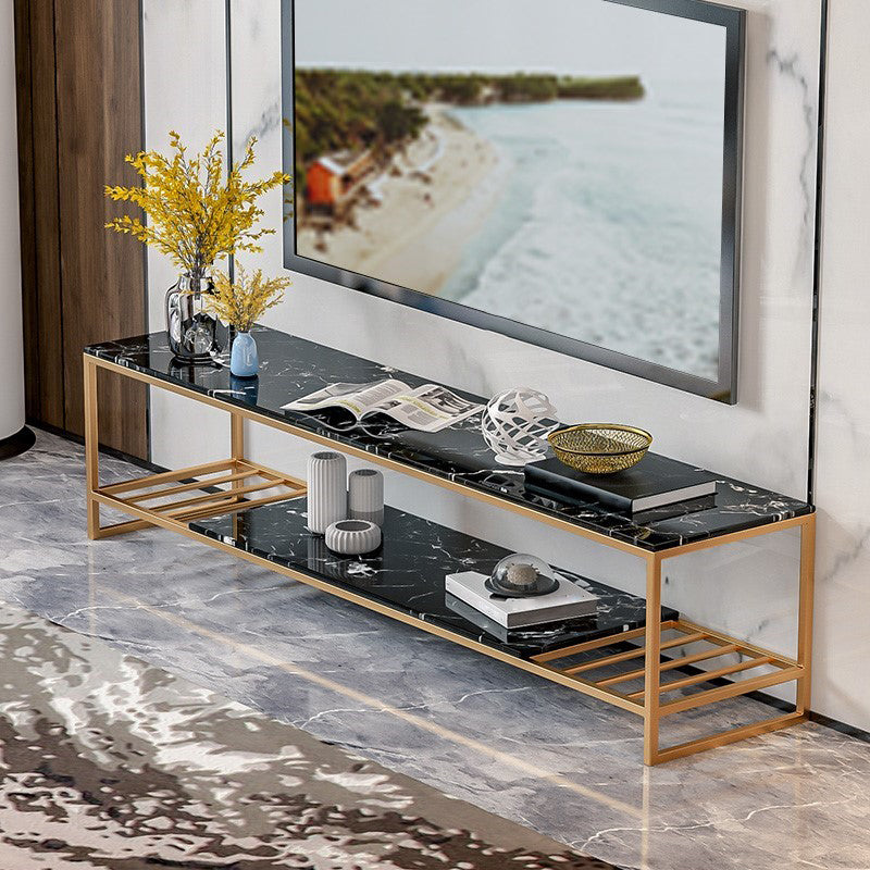 17.72"H TV Stand Glam Style Open Storage TV Console with 2-shelf for Living Room