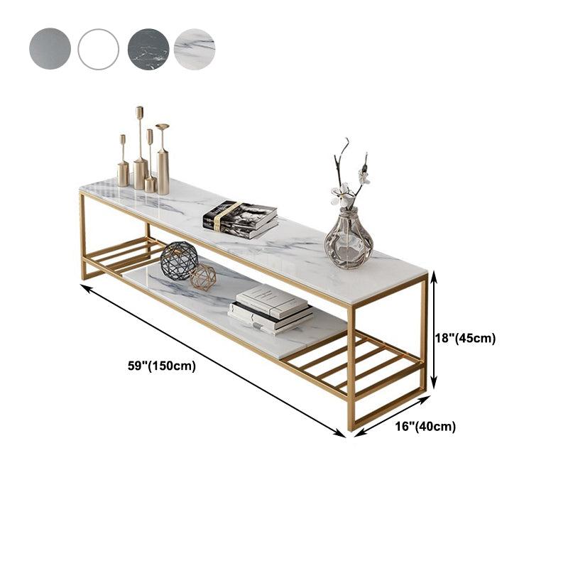 17.72"H TV Stand Glam Style Open Storage TV Console with 2-shelf for Living Room