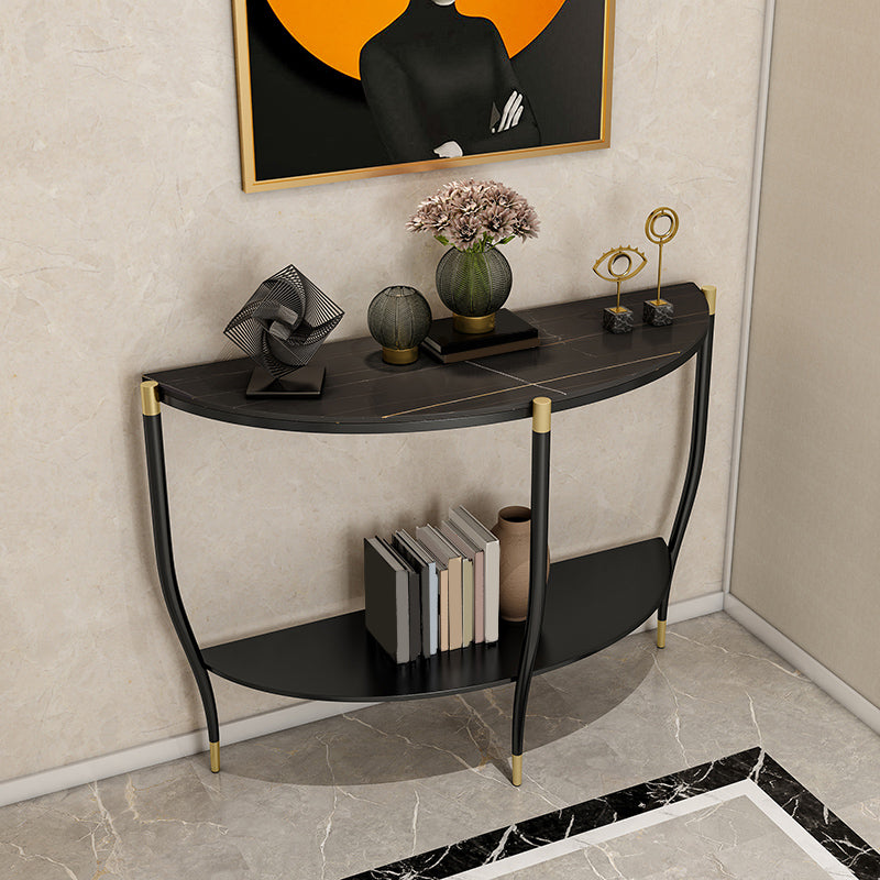 Glam Hall 3 Legs 1-shelf Slate Half Moon Storage Console Table