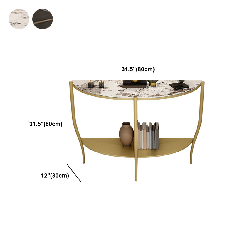 Glam Hall 3 Legs 1-shelf Slate Half Moon Storage Console Table