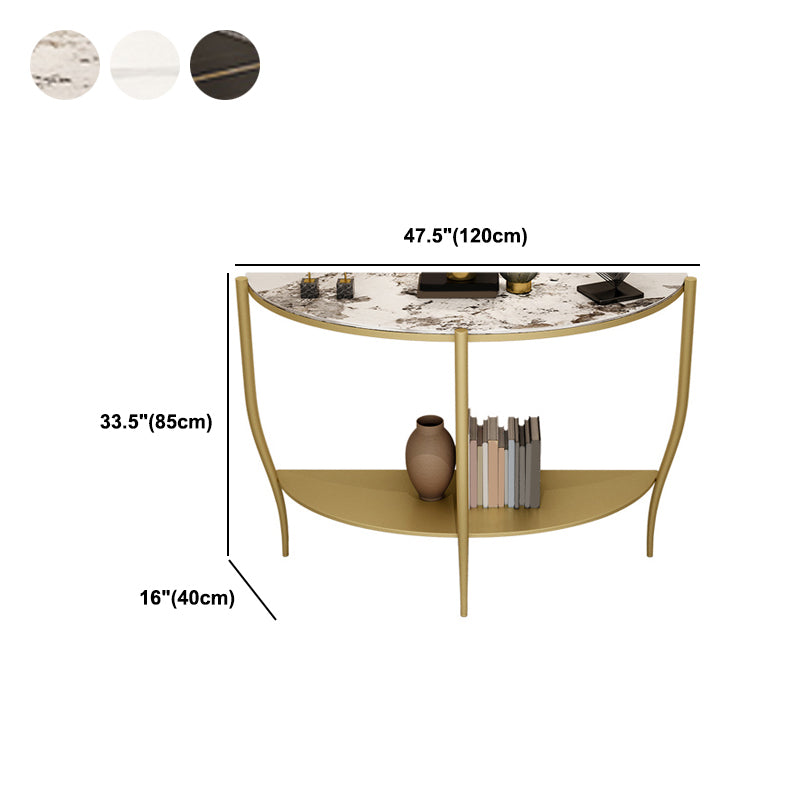 Glam Hall 3 Legs 1-shelf Slate Half Moon Storage Console Table