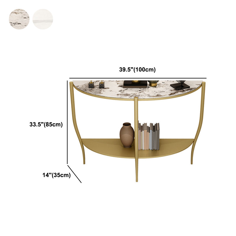 Glam Hall 3 Legs 1-shelf Slate Half Moon Storage Console Table