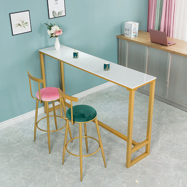 Cafe Footrest Counter Height Dining Table Rectangle Glam Marble Bar Stool Table