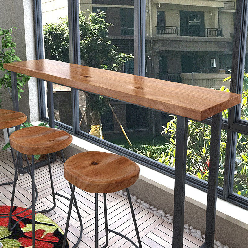 Modern Rectangle Pub/Bar Table Sled Metal Base Bar Height Table for Balcony