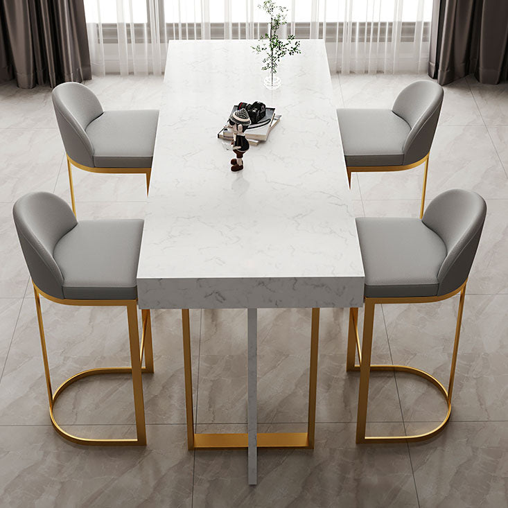 Glam Stone Top Bistro Accent Dining Table Rectangle Indoor Event and Cocktail Table