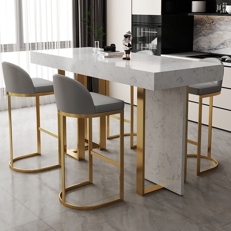 Glam Stone Top Bistro Accent Dining Table Rectangle Indoor Event and Cocktail Table