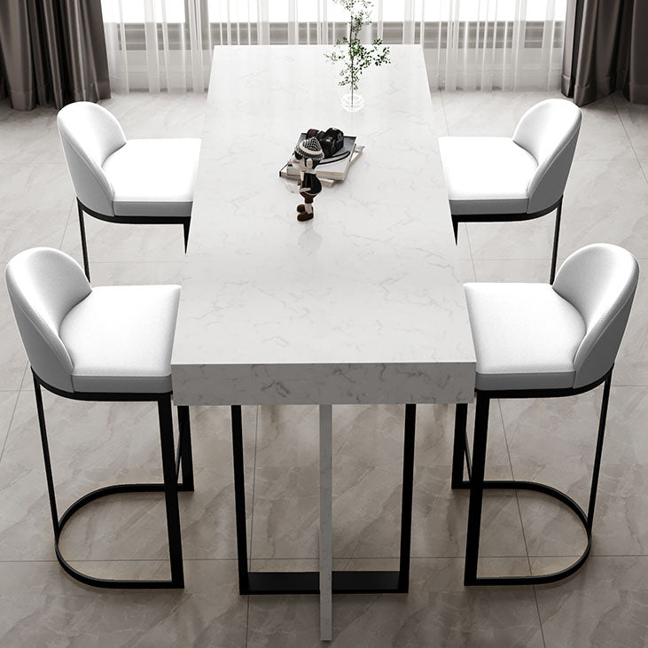 Glam Stone Top Bistro Accent Dining Table Rectangle Indoor Event and Cocktail Table