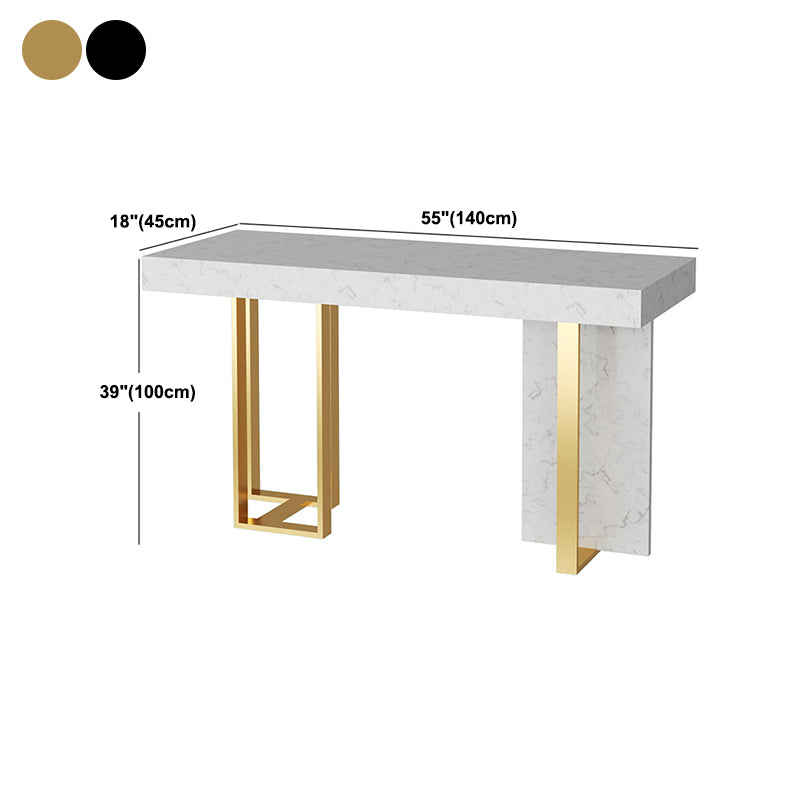 Glam Stone Top Bistro Accent Dining Table Rectangle Indoor Event and Cocktail Table