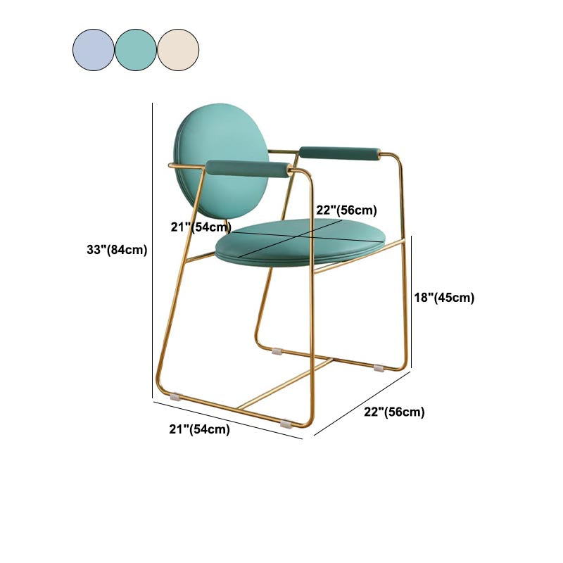 Nordic Glam Style Chair Dining Arm Chair for Kitchen with Metal Legs