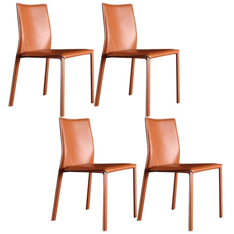 Contemporary Chair Armless Dining Chair with Metal Legs for Kitchen