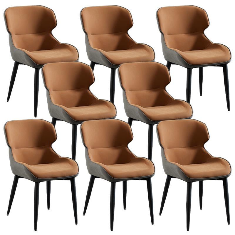 Contemporary Leather Dining Chair Wingback Side Chair with Steel 4 Legs in Matte Finish