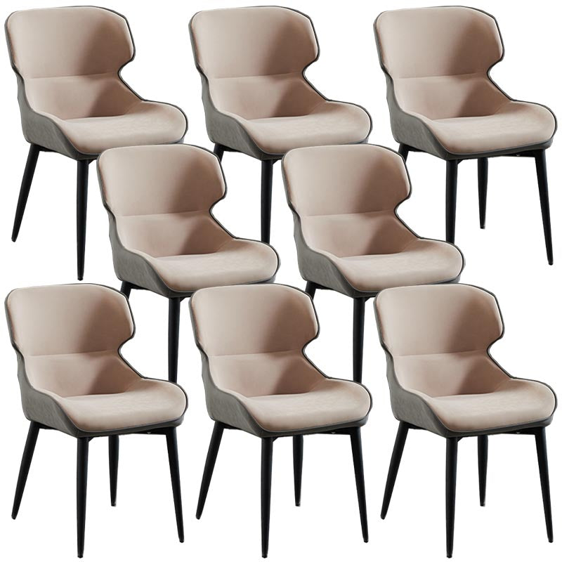 Contemporary Leather Dining Chair Wingback Side Chair with Steel 4 Legs in Matte Finish