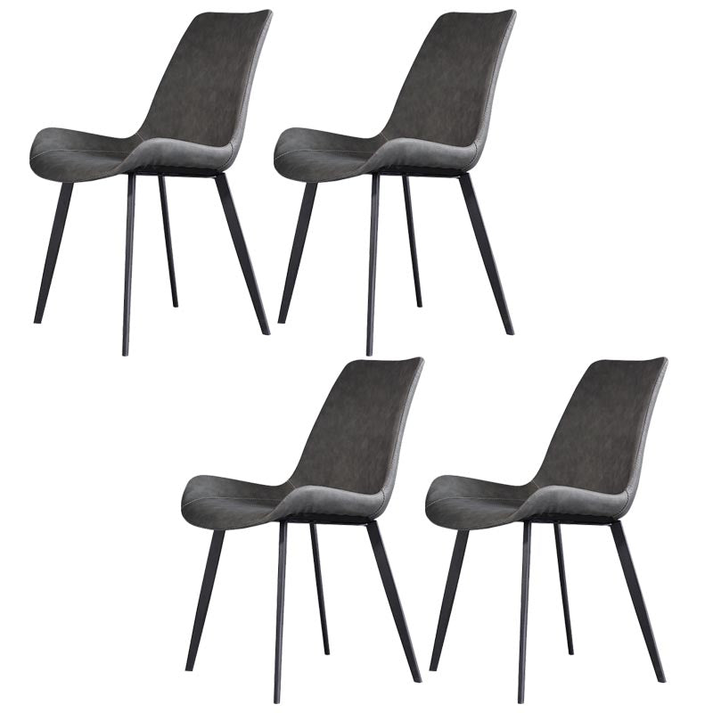 Contemporary Faux Leather Dining Chair Wingback Side Chair WIth 4 Legs in Matte Finish