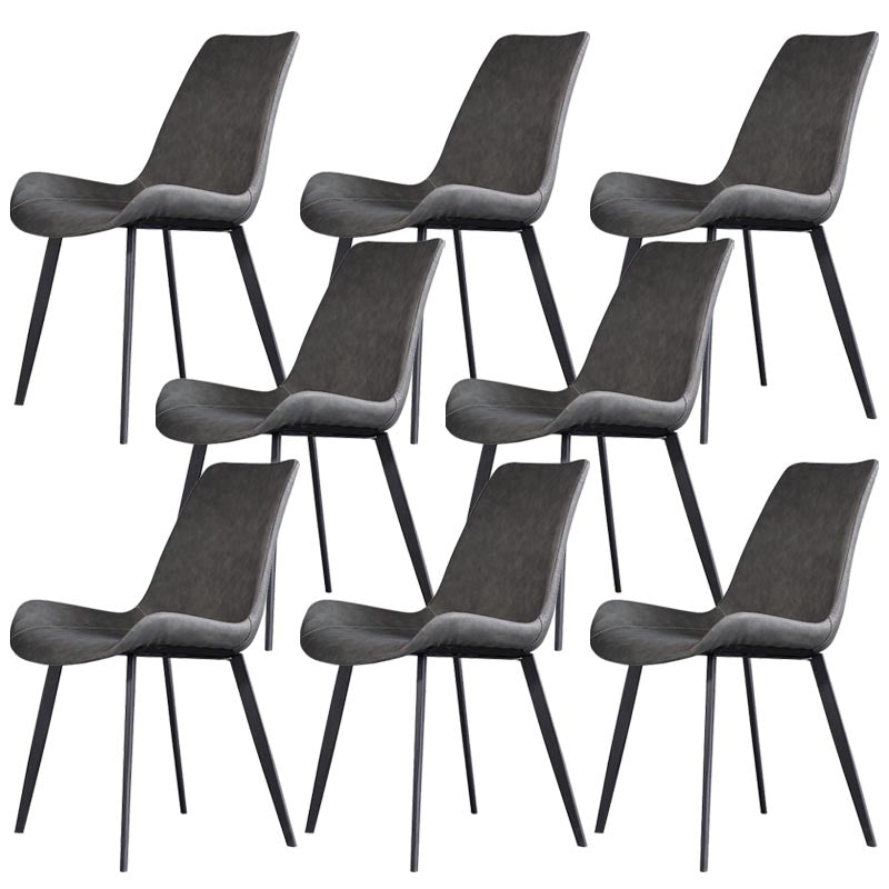 Contemporary Faux Leather Dining Chair Wingback Side Chair WIth 4 Legs in Matte Finish