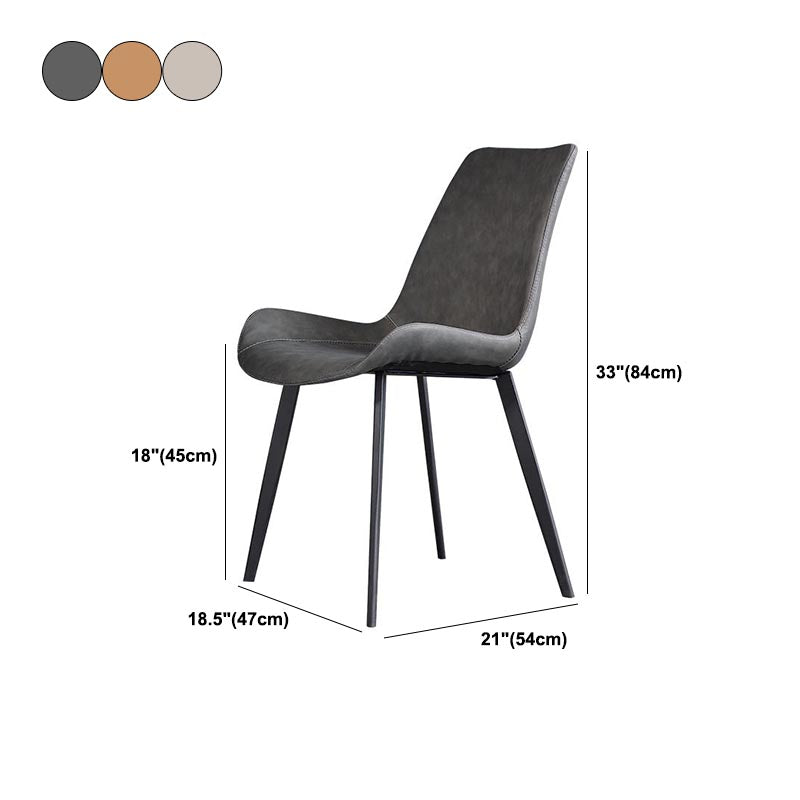 Contemporary Faux Leather Dining Chair Wingback Side Chair WIth 4 Legs in Matte Finish