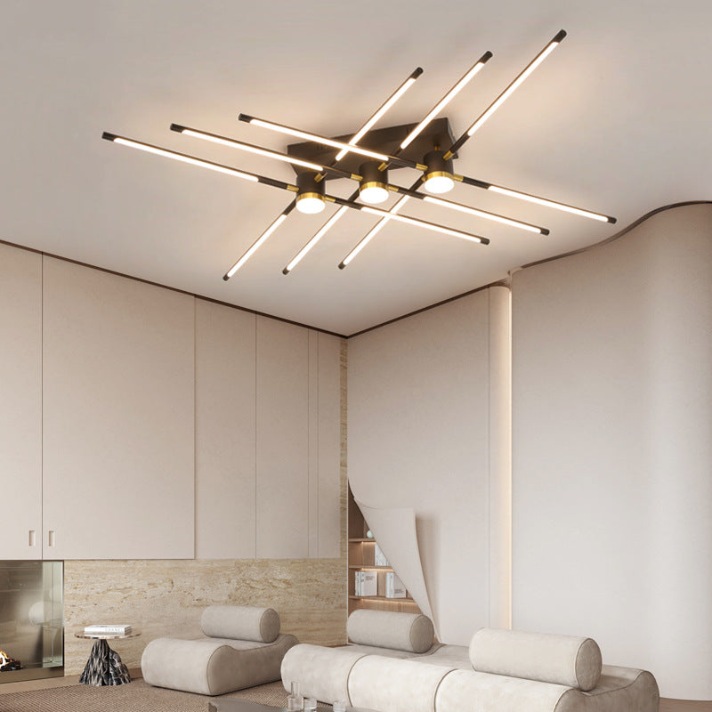 Modern Creative LED Ceiling Light Acrylic Linear Flush Mount in Black