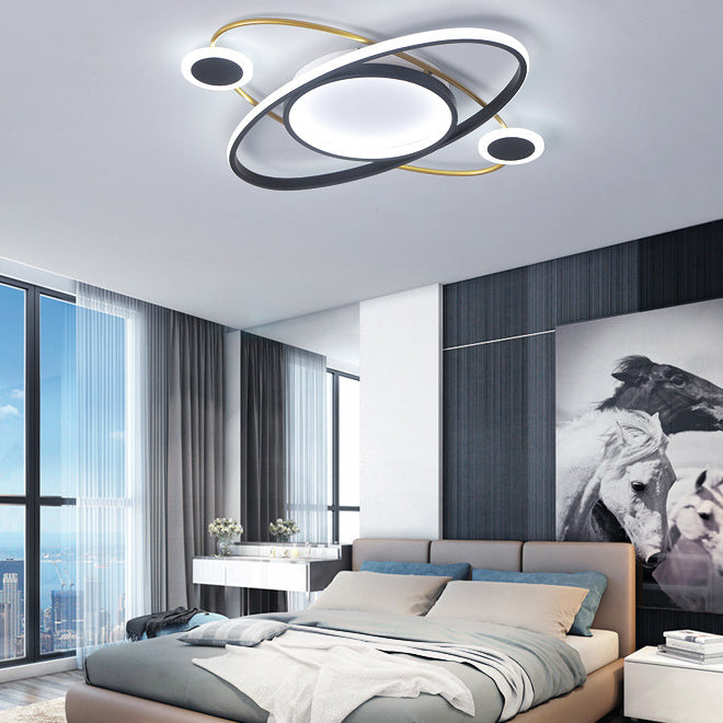 Modern Creative LED Ceiling Fixture Geometric 4-Light Flush Mount with Acrylic Shade