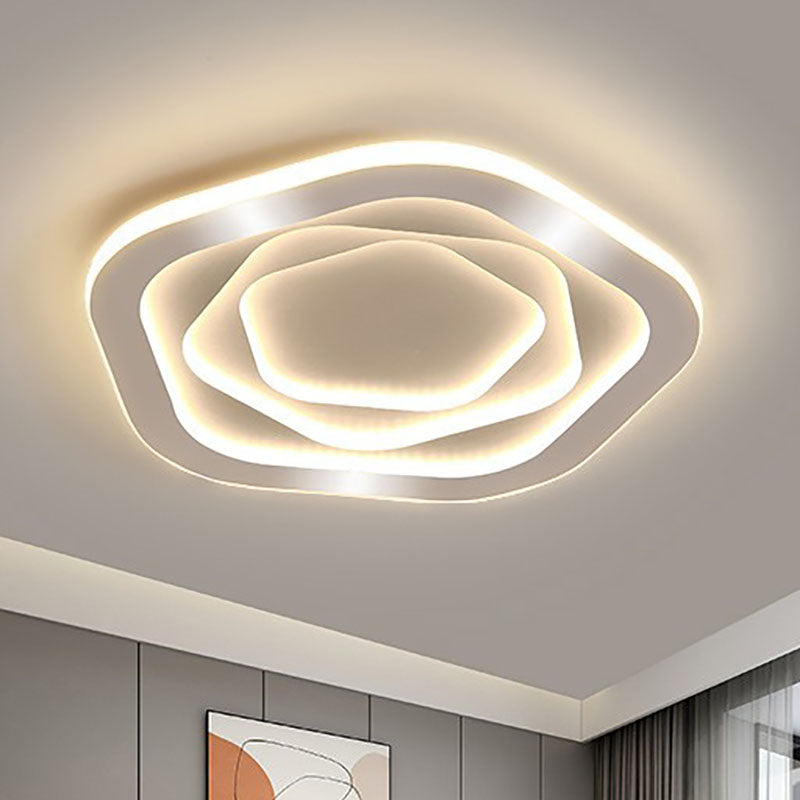 White Acrylic Ceiling Light in Modern Minimalist Geometric LED Flush Mount for Bedroom