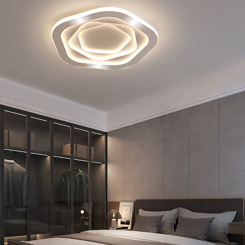 White Acrylic Ceiling Light in Modern Minimalist Geometric LED Flush Mount for Bedroom