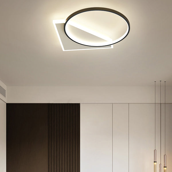 Acrylic 2-Light Ceiling Light in Modern Style Geometric Flush Mounted in Black and White