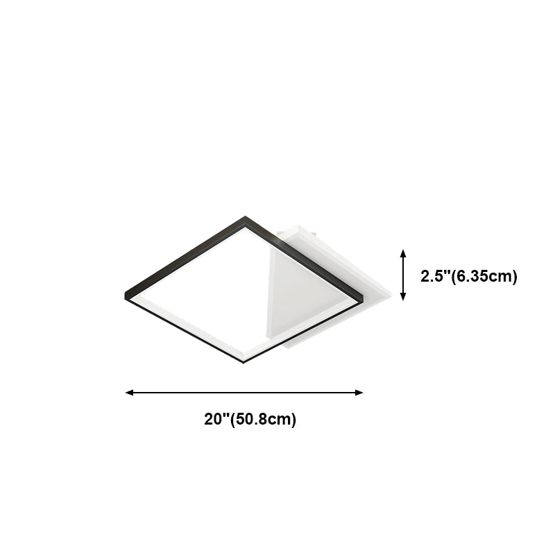 Acrylic 2-Light Ceiling Light in Modern Style Geometric Flush Mounted in Black and White